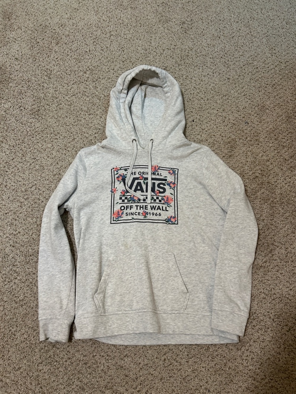Vans Gray Crewneck Hoodie with Floral Logo